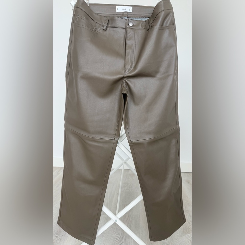 Mango Brown Faux Leather Pants